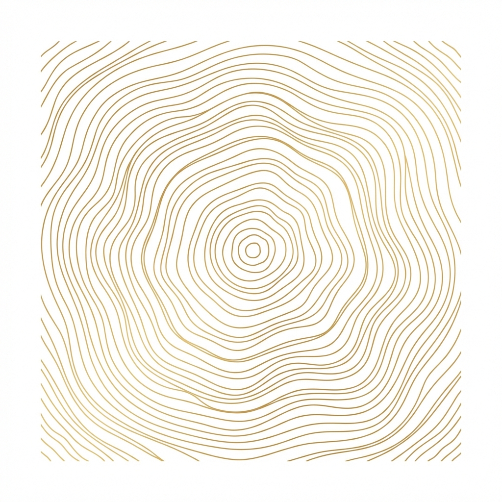 Tree growth rings, gold line illustration