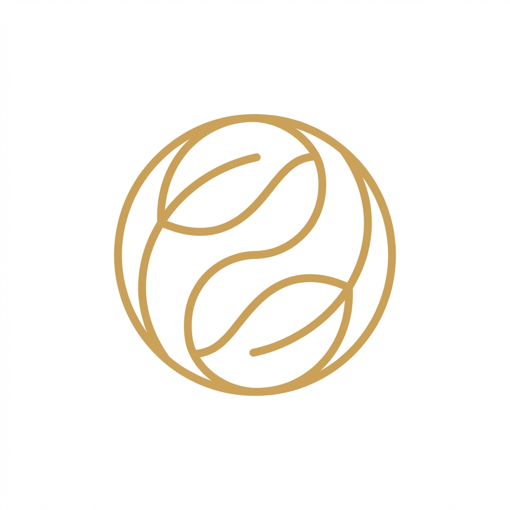 Yin-yang formed by two botanical leaves