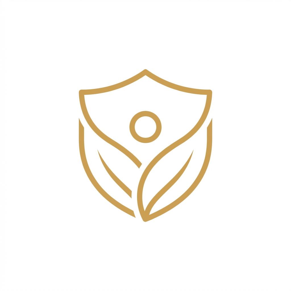 Shield formed by botanical leaves